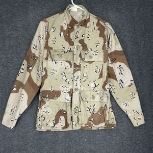 Vintage US Military Desert Chocolate Chip Camo Utility Shirt Mens S‎ Made in USA
